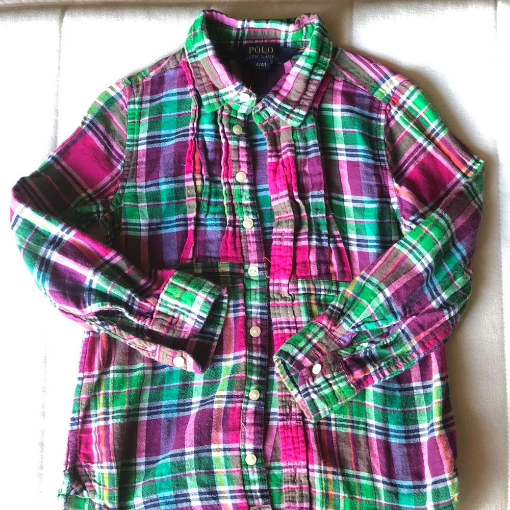 Ralph Lauren sz 4T Girl Plaid Cotton Flannel Shirt